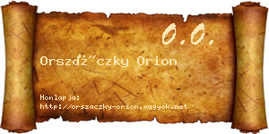 Orszáczky Orion névjegykártya